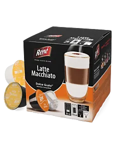 Caf&eacute; Ren&eacute; Latte Macchiato package and capsule for Dolce Gusto
