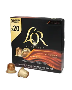 L'OR Lungo Colombia Big Pack package and capsule for Nespresso&Acirc;&reg;