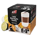Café René Vanilla Latte Macchiato package and capsule for Dolce Gusto
