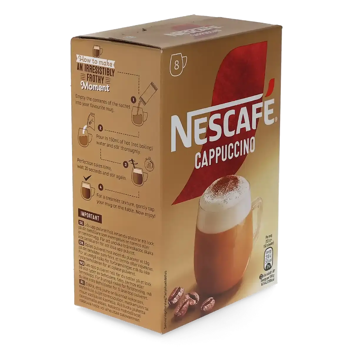 Nescafé | Cappuccino - 8 stick-uri de cafea solubilă