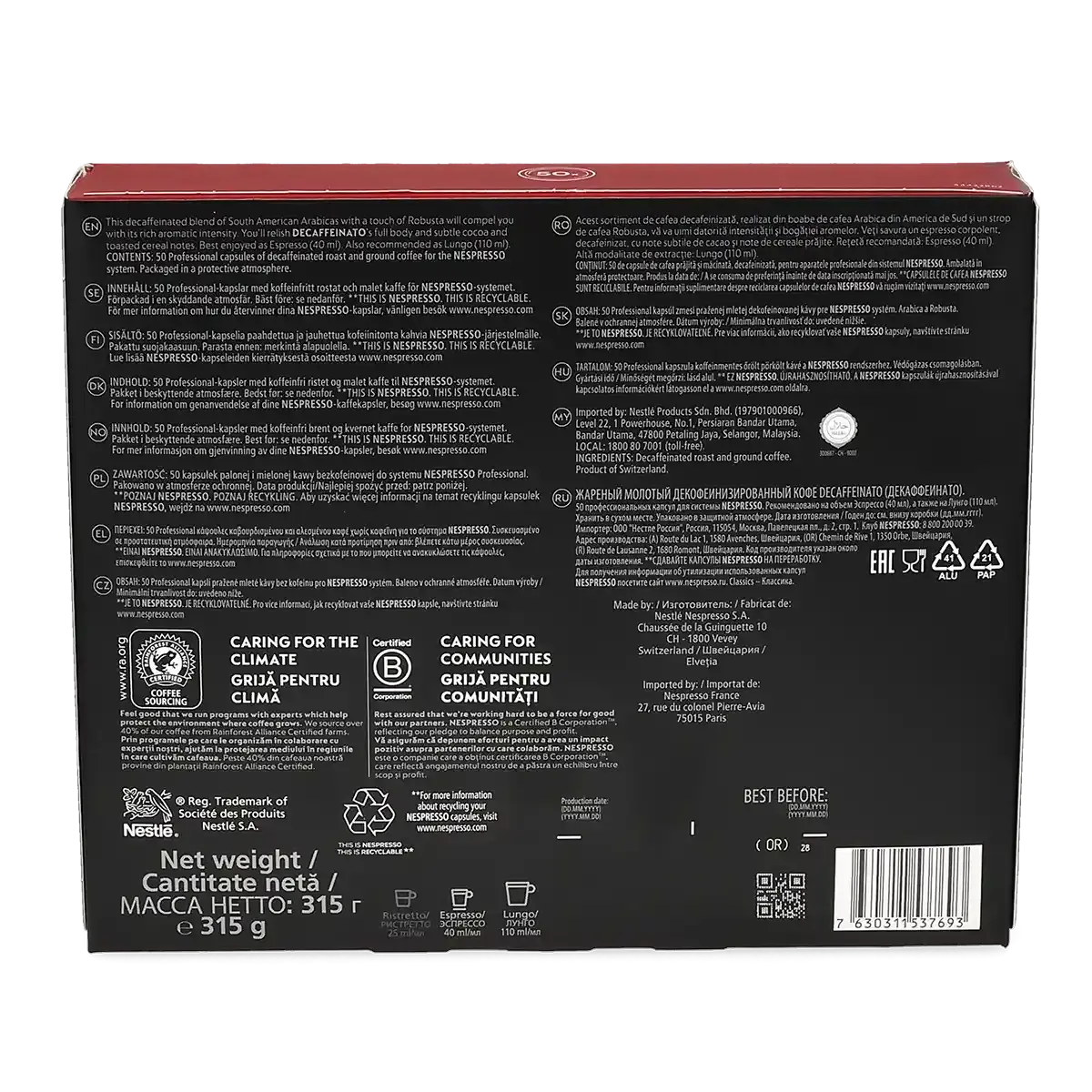 Decafeinizat\u0103\u0020\u002D\u0020Nespresso\u00AE\u0020Professional